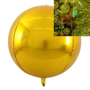 Сферический шар "Новогодний"  лазерный цвет Золото 40 см.