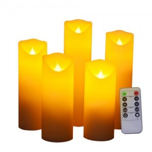 Набор из 5-ти светодиодных парафиновых свечей "гладкие" с  ДУ