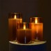 Набор из 3-х светодиодных свечей движение пламени в стекле цвет/ янтарь