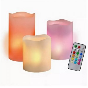 Набор из 3-х светодиодных  парафиновых свечей изменяющие цвет с ДУ