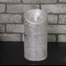 Светодиодная парафиновая свеча 15х7.5 см/серебро