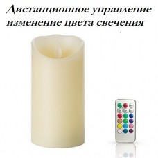 Светодиодная парафиновая свеча 20х7.5см. c ДУ изменяющая цвет