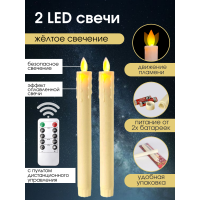 Светодиодная конусная пластиковая свеча 22х2,2 см. Д/У/ желтое свечение