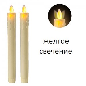 Светодиодная конусная пластиковая свеча  22х2,2 см./ желтое свечение
