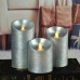 Светодиодная парафиновая свеча 12.5х7.5 см /серебро