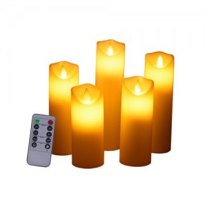 Набор из 5-ти светодиодных парафиновых свечей "гладкие" с ДУ движение пламени