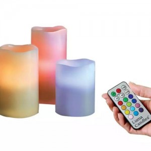 Набор из 3 -х светодиодных пластиковых свечей изменяющие цвет с ДУ